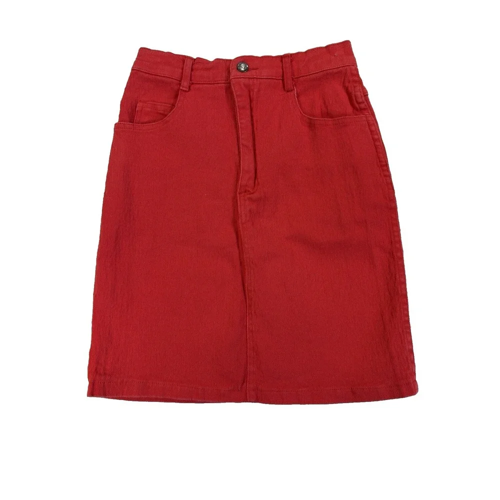 Vintage 80s/90s Jean St. Tropez Women's 11 Red Denim Skirt Y2K Indie Sleaze USA